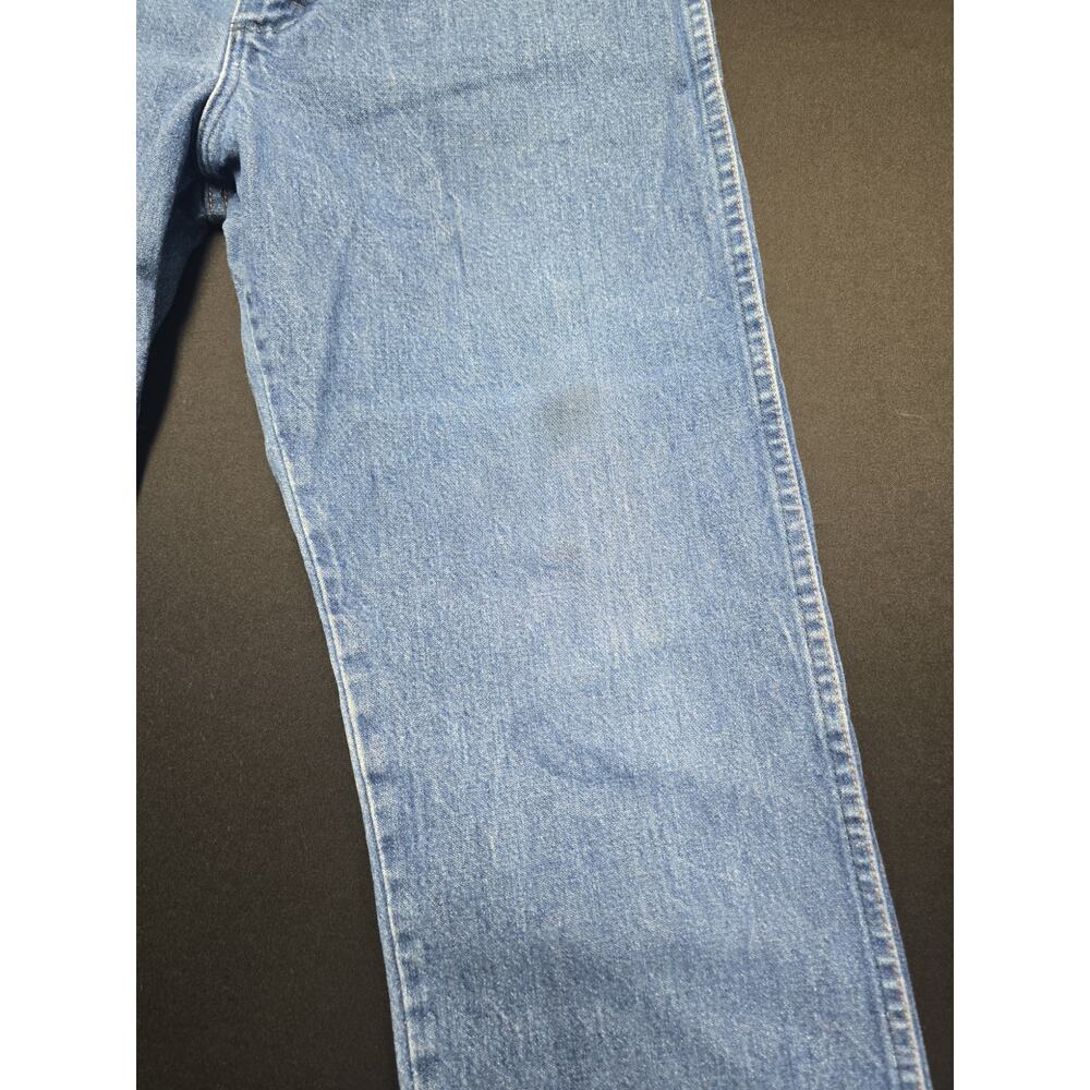 Wrangler Mens 35x34 Blue Denim Jeans Relaxed Fit Straight Leg 100% Cotton - Picture 2 of 14